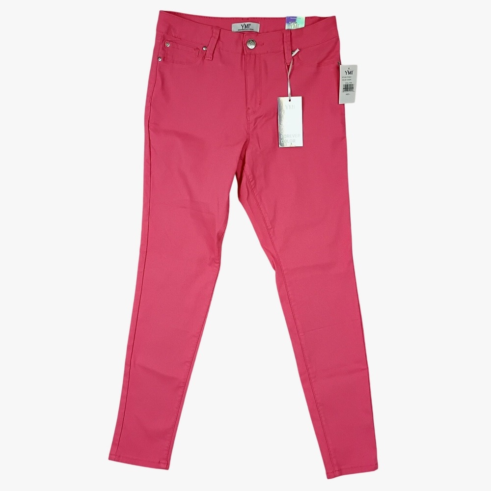 YMI Skinny Pants Women Size L 31X29 Shell Pink Forever Color Hyper Stretch - Picture 2 of 12